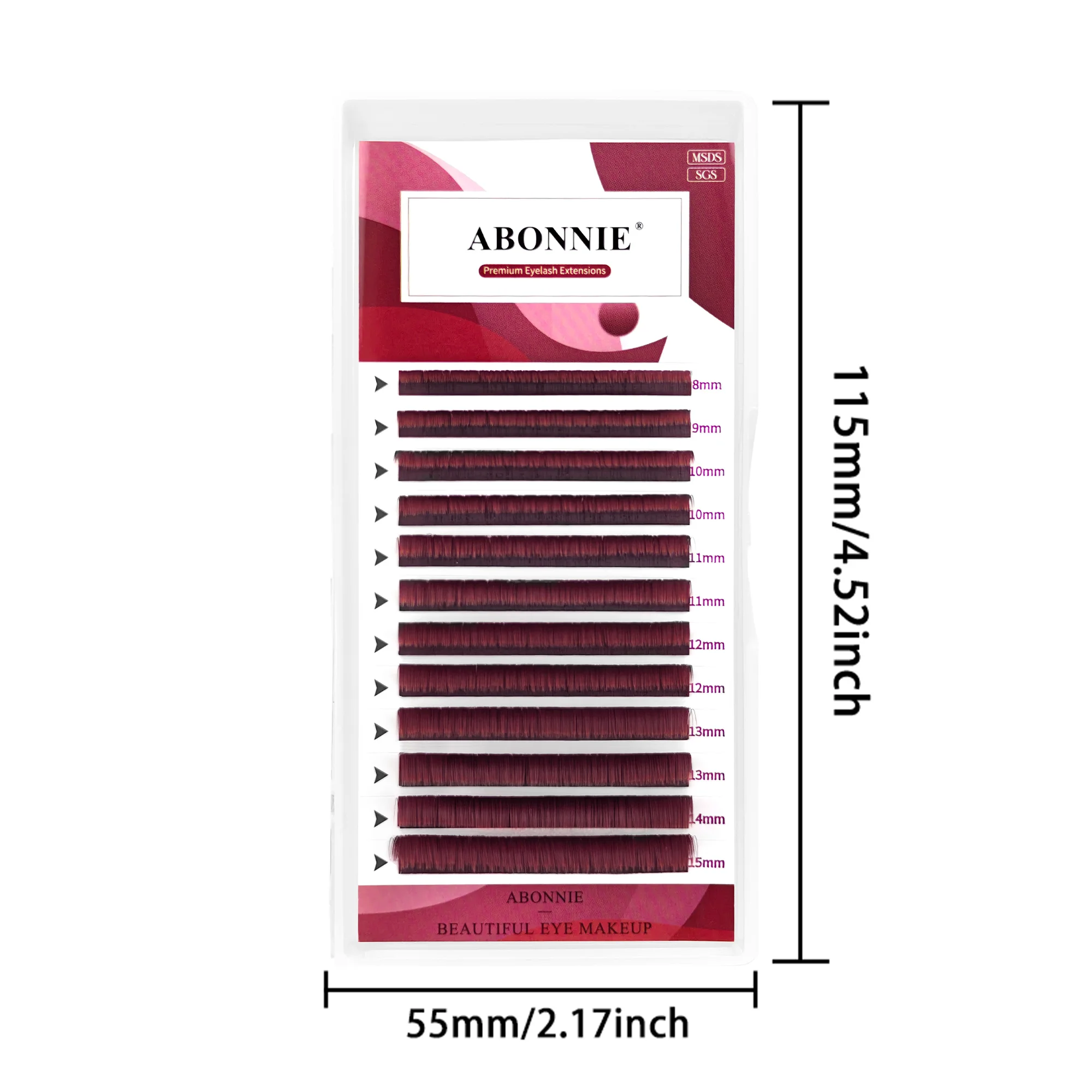 Abonnie 0,07MM Burgunderrote Easy Fan Blooming Lashes 8-15mm Schnell Blühende Matte Weinrote Volumen-Wimpernverlängerung Cilios – Detail 6