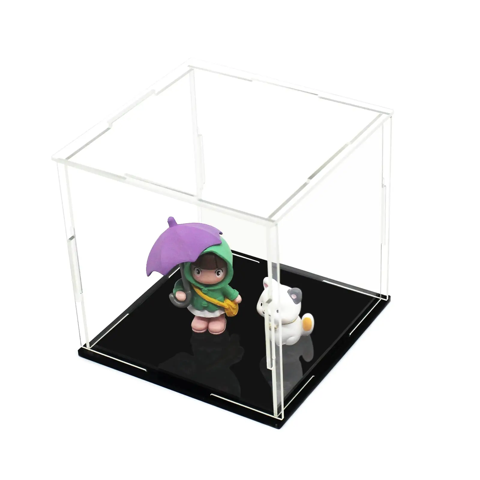 Transparent Acrylic Display case,Protective Display Box for Toy Dolls , dust-Proof Box，Convenient Buckle Rubber Ring Fixing Desi