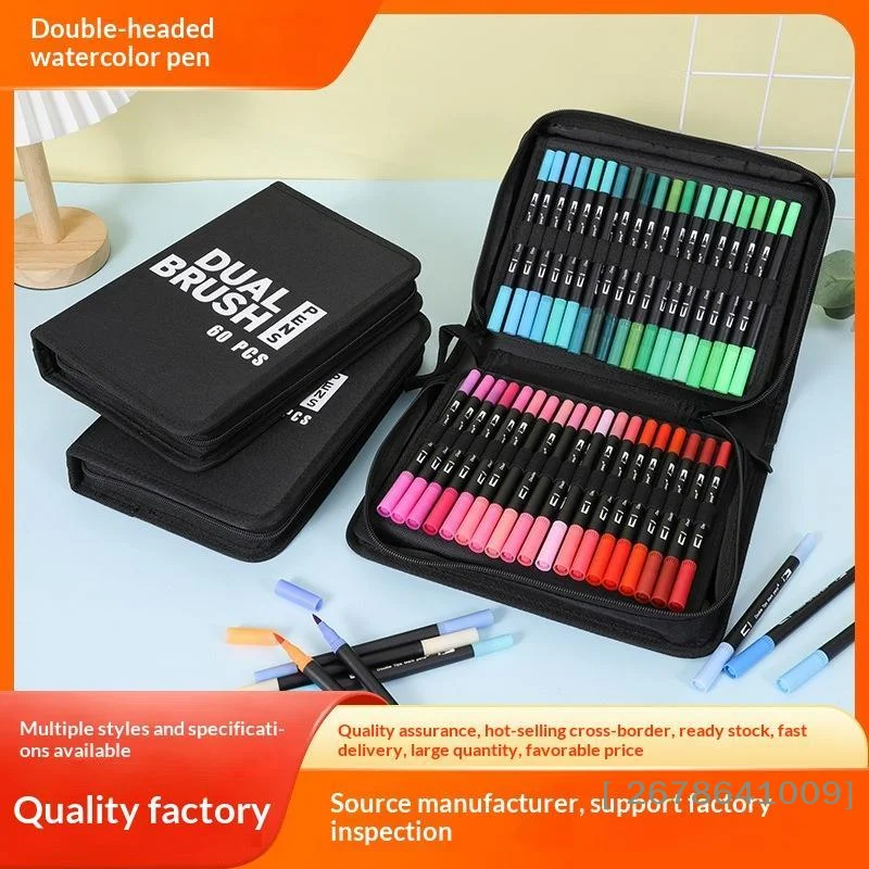 ⚑Dual Tip Brush Pen Set 60 Vibrant Colors Portable Case For Coloring Drawing Calligraphy Art Projects