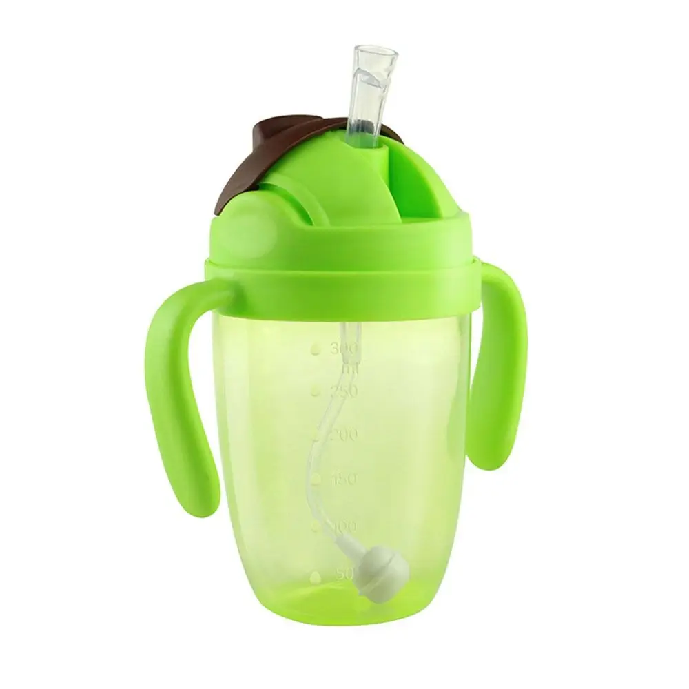 

300ML Children Learning Cup Flip Lid Leakproof Infants Water Bottle with Double Handle Kettle Milk Tea Cup Baby Drinking Cup