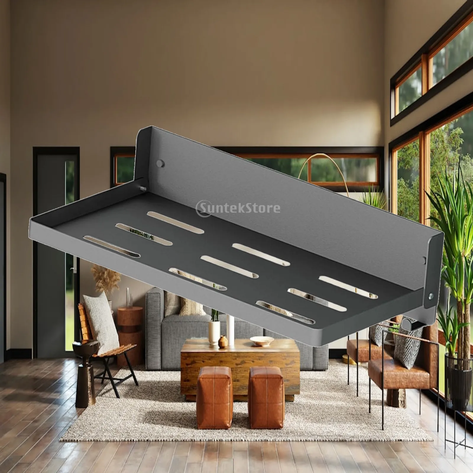 Folding Wall Shelf with Hooks Storage Shelf Wall Mounted for Seasoning Bottles Toiletries Dolls