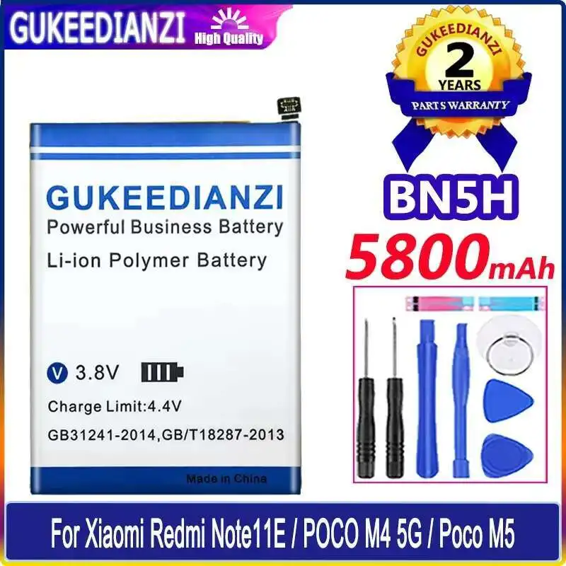 

5800mAh Mobile Phone Battery For Xiaomi Redmi Note11E Note 11E Poco M4 5G M5 Durable BN5H