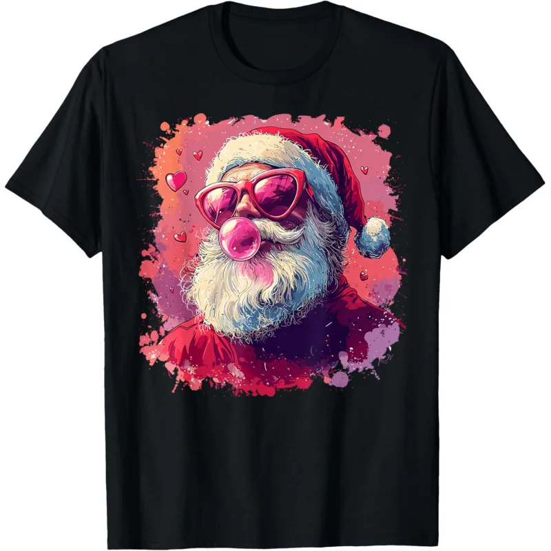 

Retro Cool Santa Claus Bubblegum Bubble Christmas T-Shirt