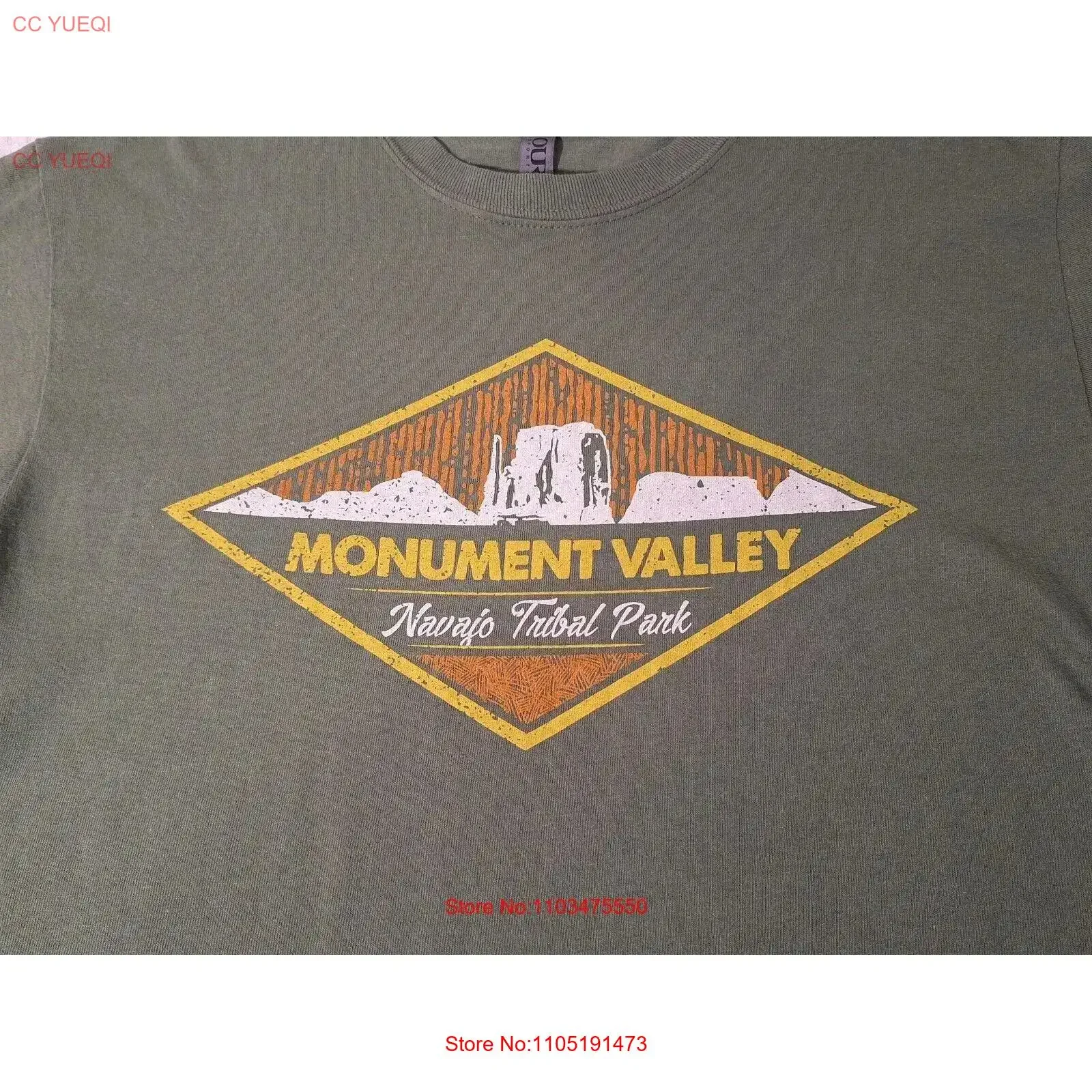 Monument Valley Navajo Tribal Park recuerdo Camiseta de algodón verde talla M Ouray vintage lavado estirado elegante Unisex ligeramente