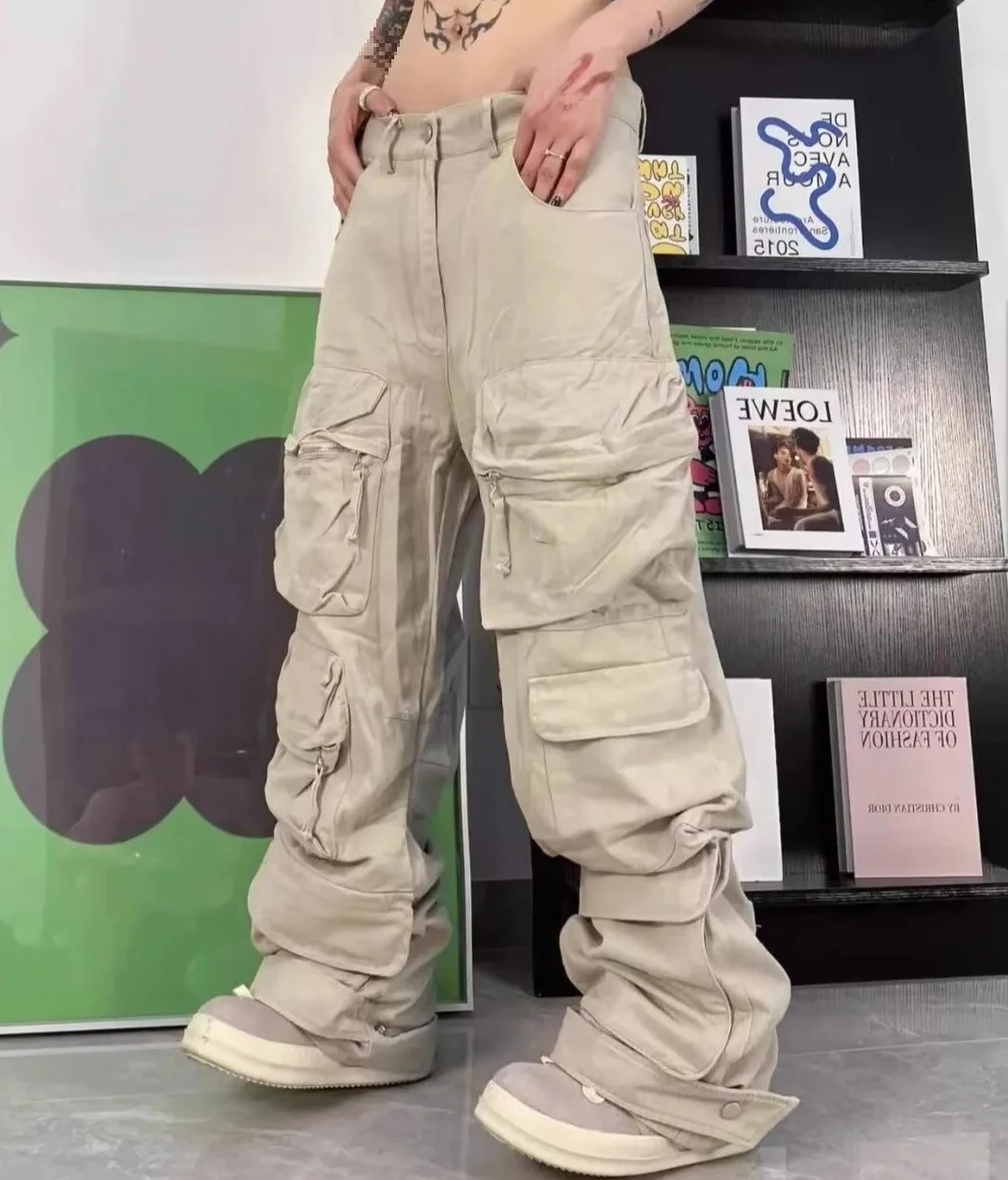 

Осень-зима, уличные свободные брюки в американском стиле, повседневные брюки с несколькими карманами, рабочая одежда, женская широкая одежда в парном стиле