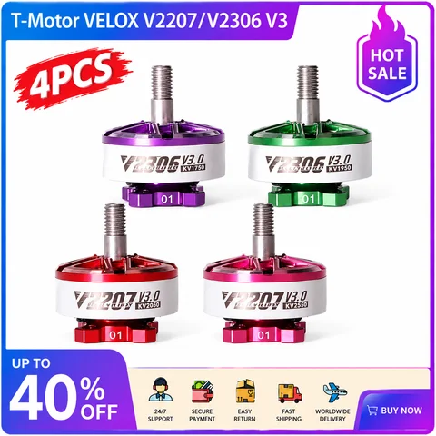 Original T-Motor VELOX V2207 V3.0 V2306 V3.0 Brushless Motor 1750/1950/2050/2550KV for 5 Inch FPV Racing Freestyle Drone