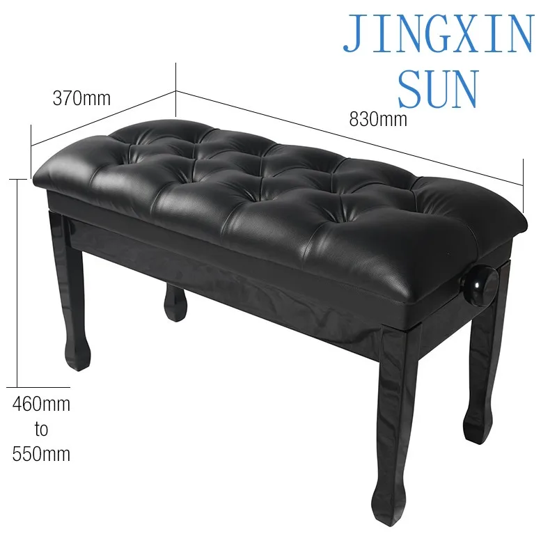 Quality solid wood black leather wooden piano bench adjustable for student electric piano keyboard 83Cm * 37Cm 46-55 Cm