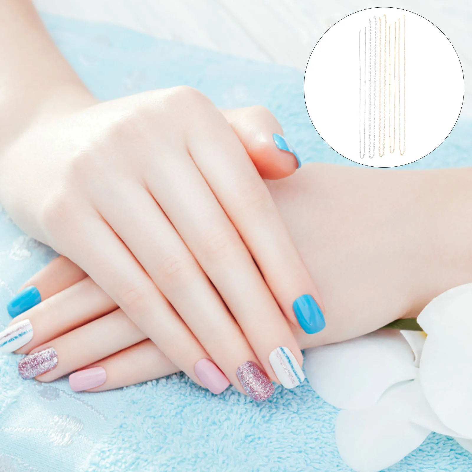 5 stuks nagelkettingen voor kunstkoper sterk duurzaam gemakkelijk te gebruiken nagelkettingdecoraties voor professionele salons en beginners