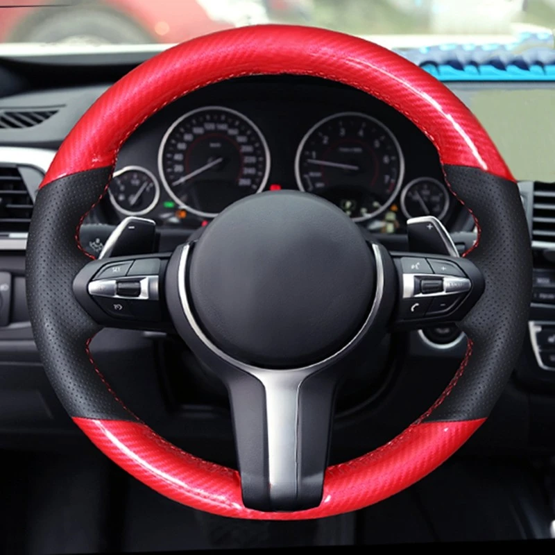 Black Genuine Leather Suede Car Steering Wheel Cover for BMW M Sport F30 F31 F34 X1 F07 X2 F10 F11 F25 F32 F33 F36 X3 F39 F48