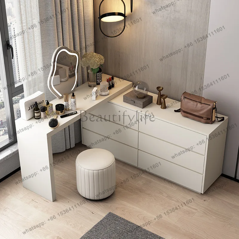 LS high-end light luxury solid wood chest, computer desk, dresser, integrated simple and modern retractable corner