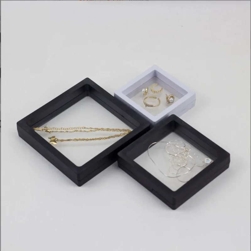 

10pcs PE Film Suspension Box Transparent Jewelry Ring Box Display Box Accessory Storage Box, Accessory Box 9x9cm