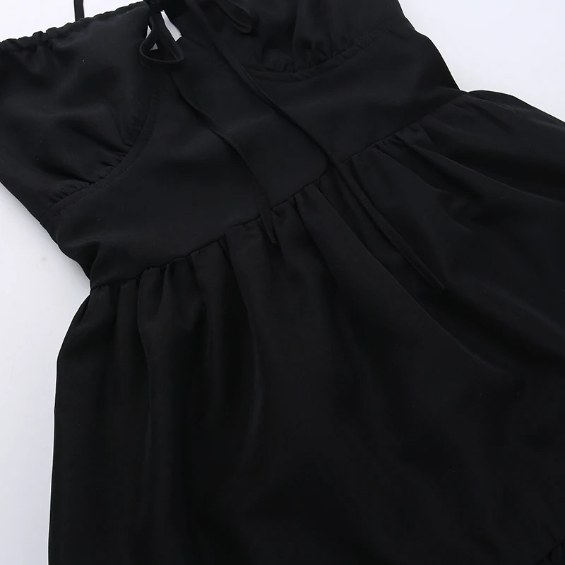 European and American style halter halter A place holiday dress 2024 Spring Summer Lace-up Temperament Waist full Skirt