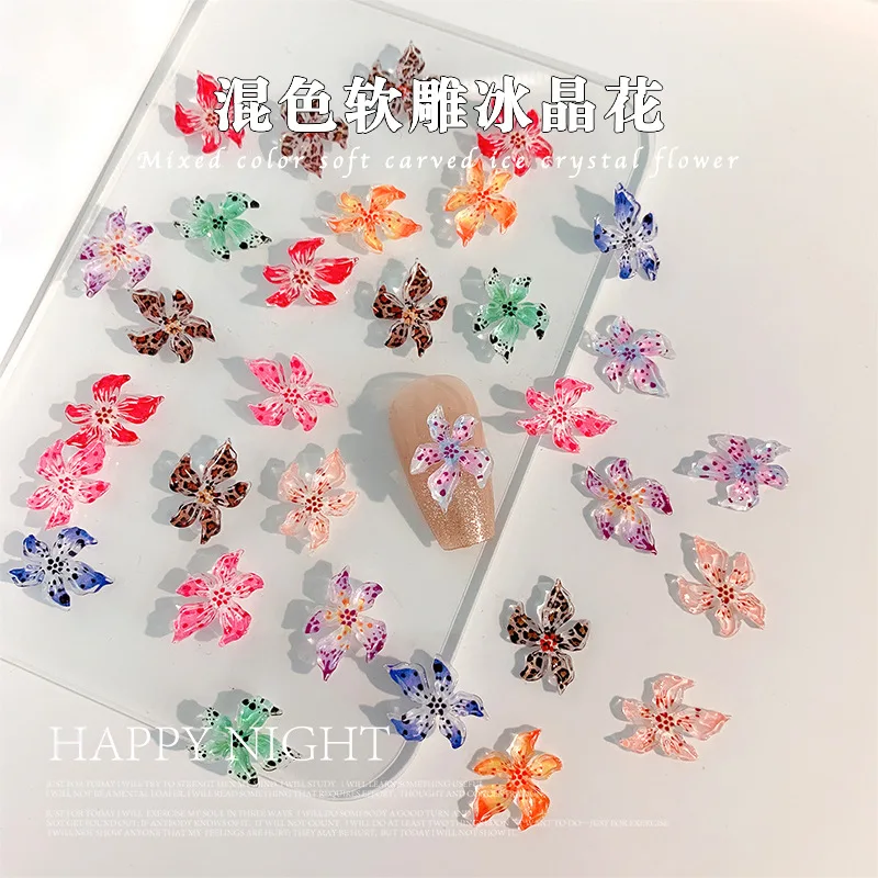 جديد لينة نحت الجليد كريستال زنبق مسمار الملحقات هلام زنبق ثلاثية الأبعاد راتنج مسطح الزهور مسمار حُليات المجوهرات لتقوم بها بنفسك مسمار الزينة