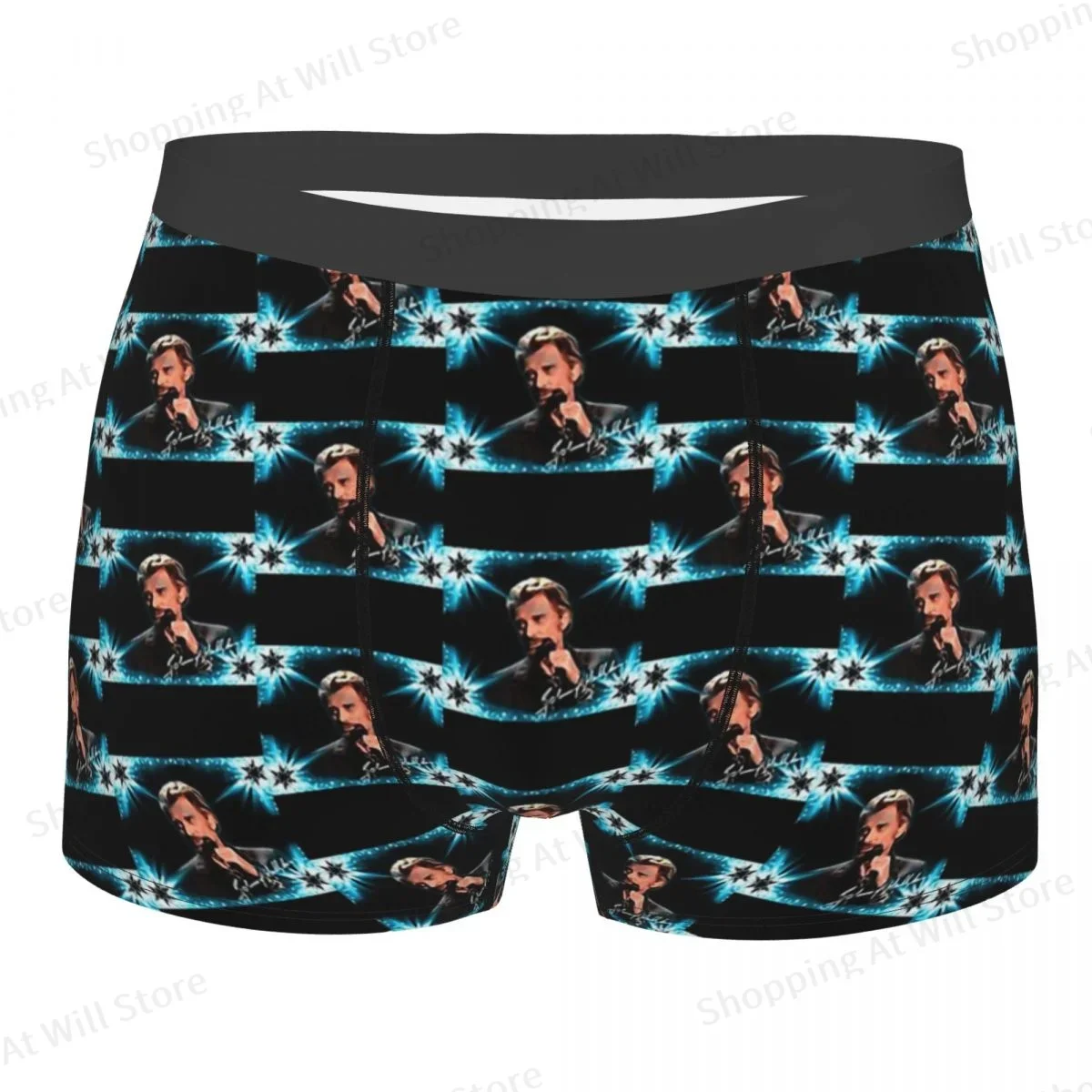 Tribute To  Hallyday Classic Man's Printed Boxer Briefs Underpants French Singer Highly Breathable High Quality