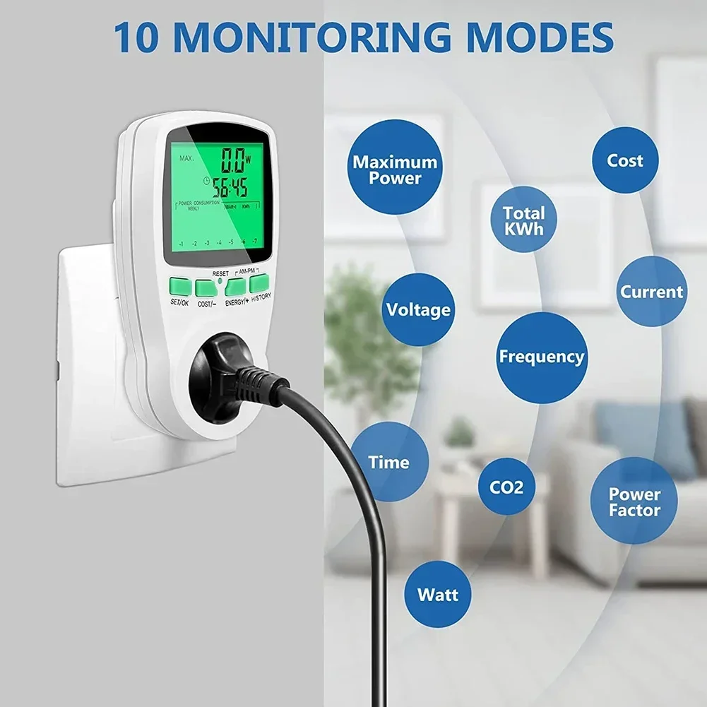 Electricity Current Meter For Measurement Mini PV Mini Solar 230V Digital LCD Wattmeter Power Metering Billing Socket