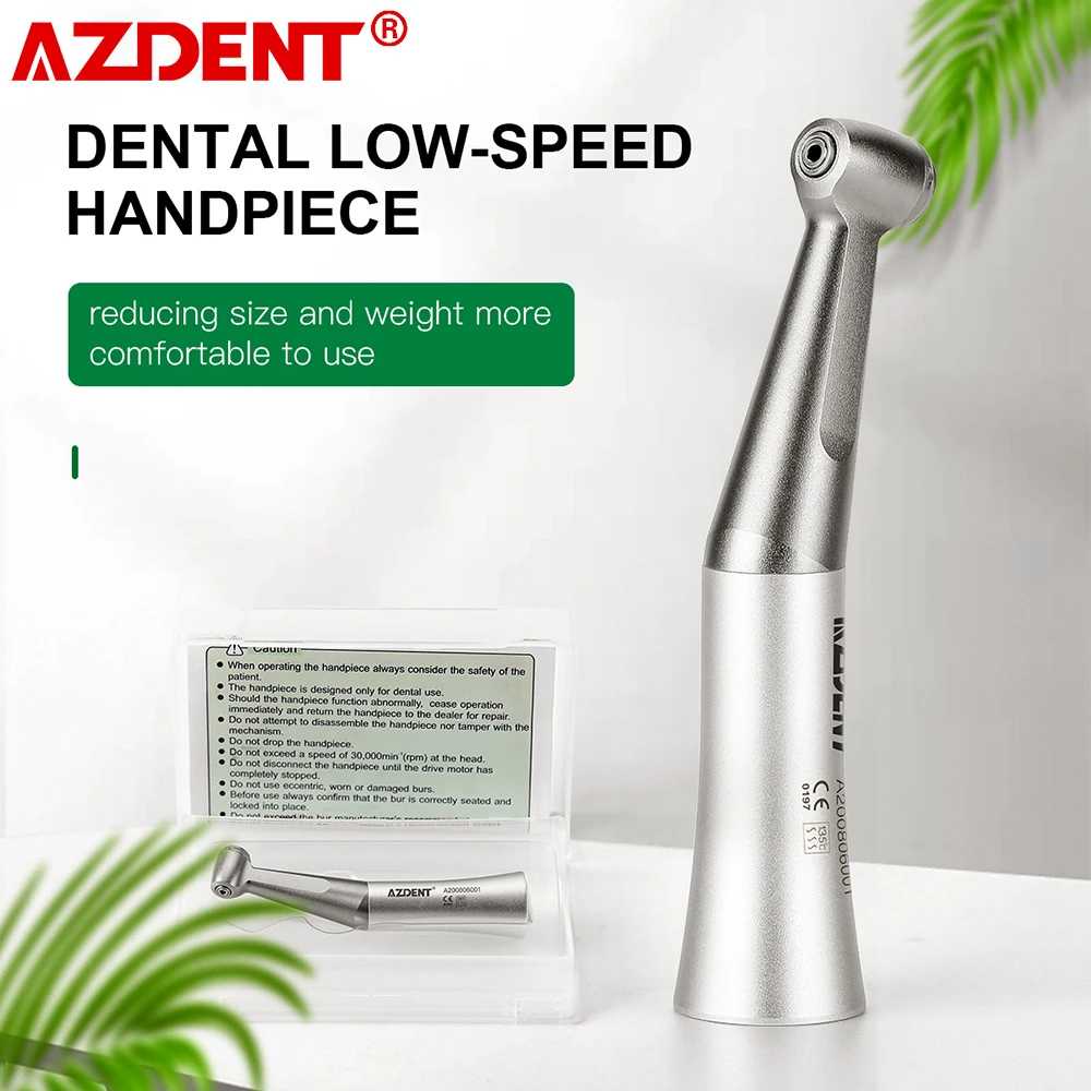 

AZDENT 2024 Low Speed Contra Angle Handpiece Dental 1:1 Direct Drive Push Putton External Spray FG 1.6mm Bur Dentistry Essential