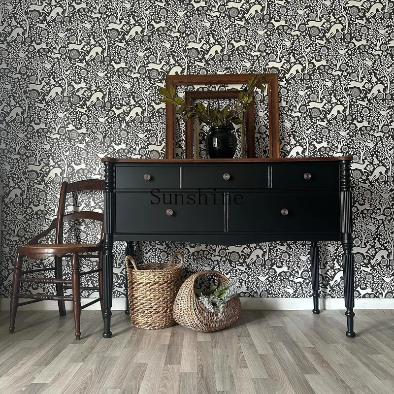 

American solid wood porch cabinet entry wall decorative cabinet