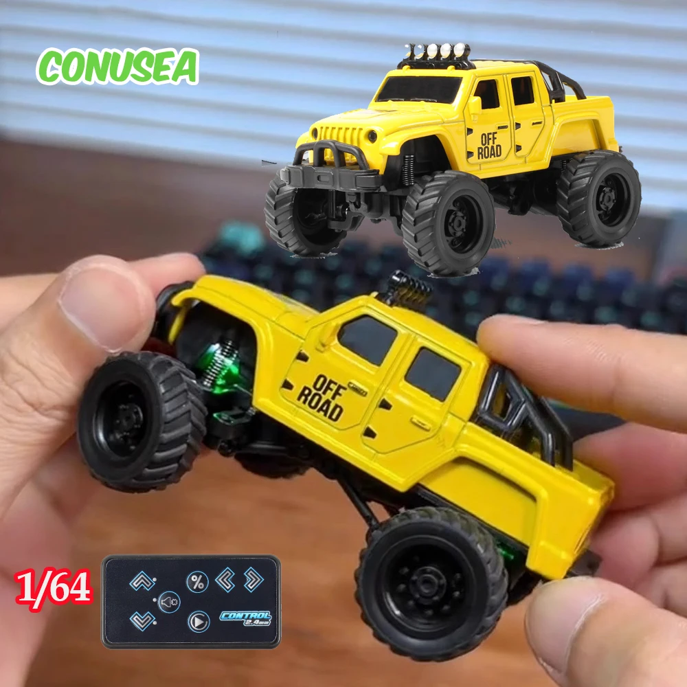 1/64 Mini Alloy Rc Car and Ground Vehicles Radio Control Off Road Crawler Truck Remote Control Desktop Toy Model for Kid Boys