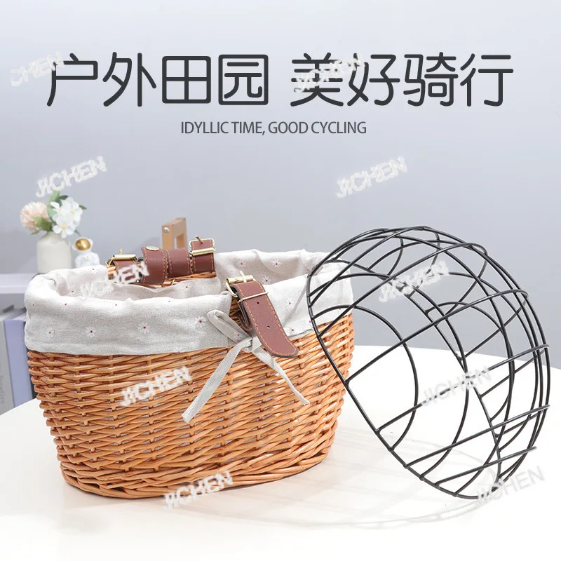 

XJC покрытая клетка для домашних животных, кошка, собака, велосипед, передняя и задняя корзина для домашних животных, резиновое плетеное сиденье ручной работы из ротанга