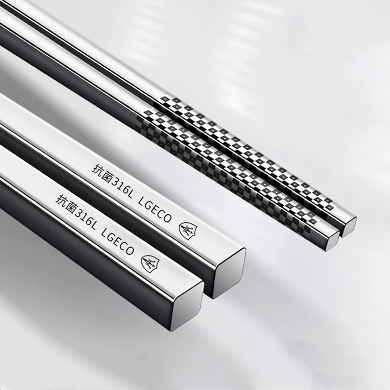 

Antibacterial Stainless Steel Chopsticks, Laser Engraver Metal, Non-Slip, Korean Kitchen Tableware, Mildew Proof, Chinese Chopst