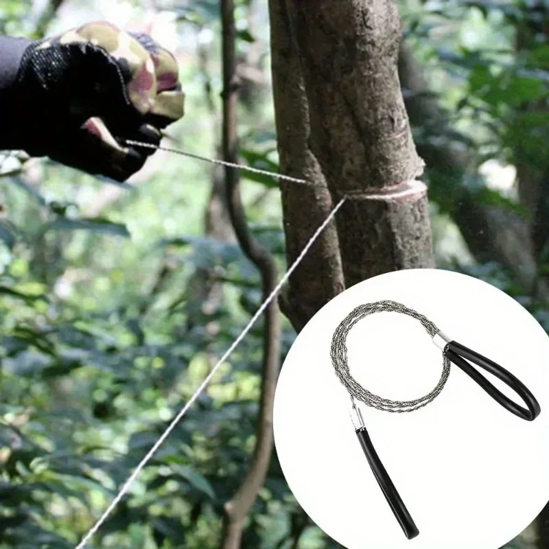 1 unidade Serra de Corda Manual Mini de Aço Inoxidável com Capa de Couro para Sobrevivência na Natureza, Acampamento e Caminhada ao Ar Livre, Equipamento de Sobrevivência