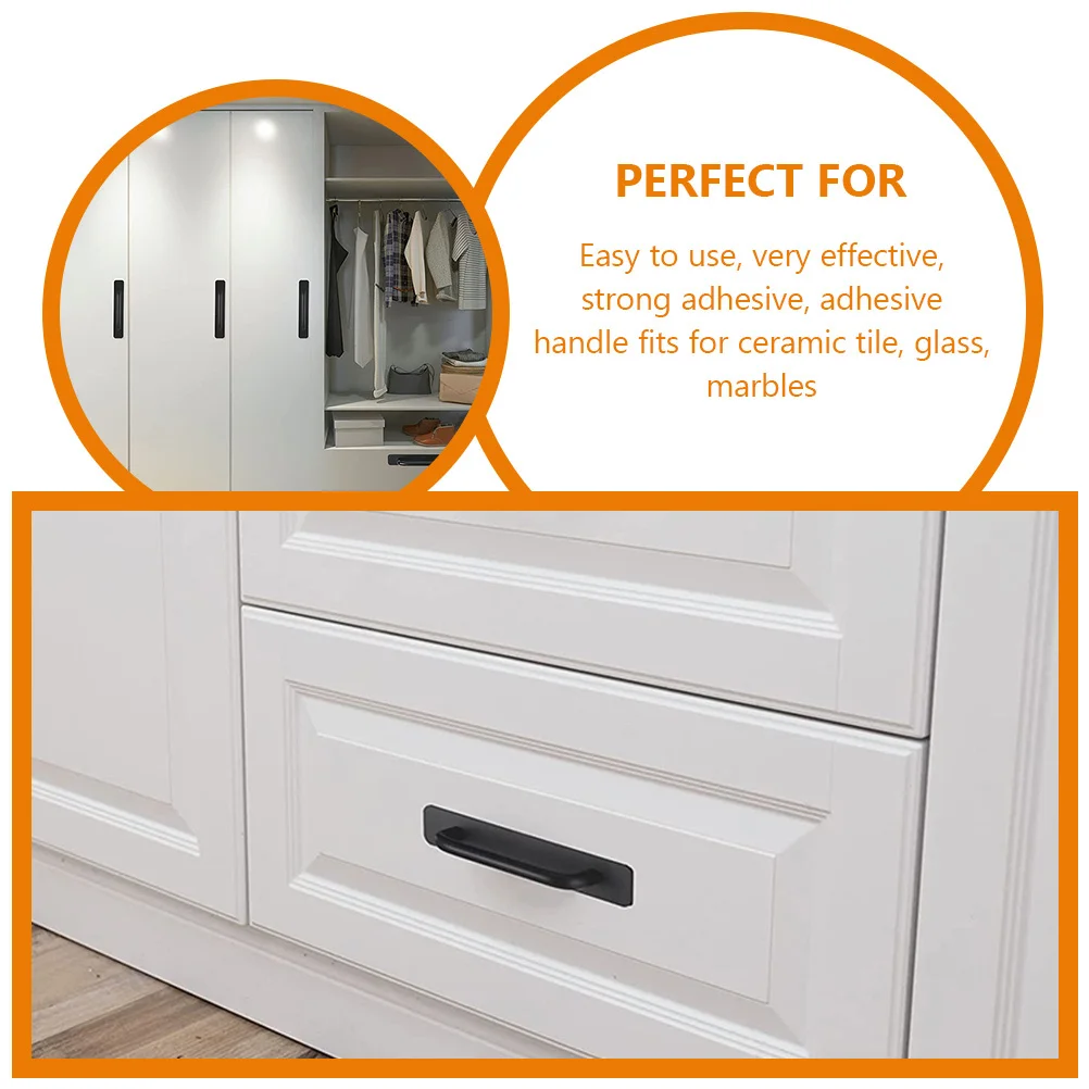 

2pcs Long Handle Pulls Aluminum Alloy Self-Adhesive Stick On Cabinet Handles For Kitchen Bathroom Wardrobe Glass Marble Surface