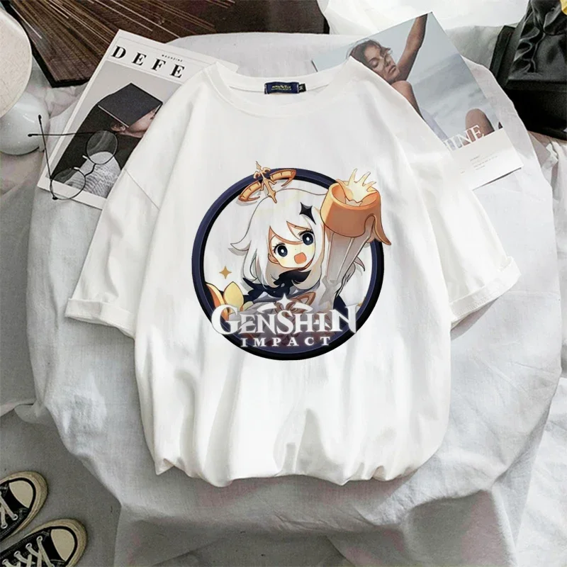 

Cute Women T-shirt New Summer Kawaii Genshin Printed Short Sleeve T Shirt Female Couple Street Loose Aesthetic Clothing Tops Tee