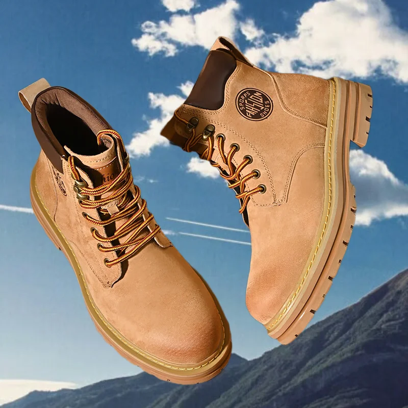 

Women's High-Top Yellow Utility Boots - Soft Sole, Non-Slip, for Casual Outdoor Wear High-Top Yellow Casual & Outdoor Style