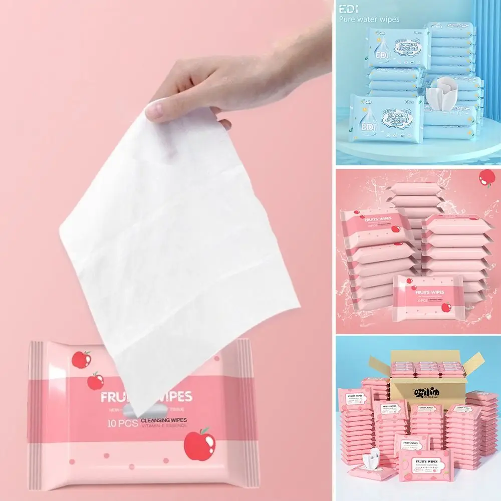 10Pcs/Pack Baby Wet Wipes Baby Hand and Mouth Cleaning Portable Water Tissue Extractable Ten Disposable Wet Wipes for Babies