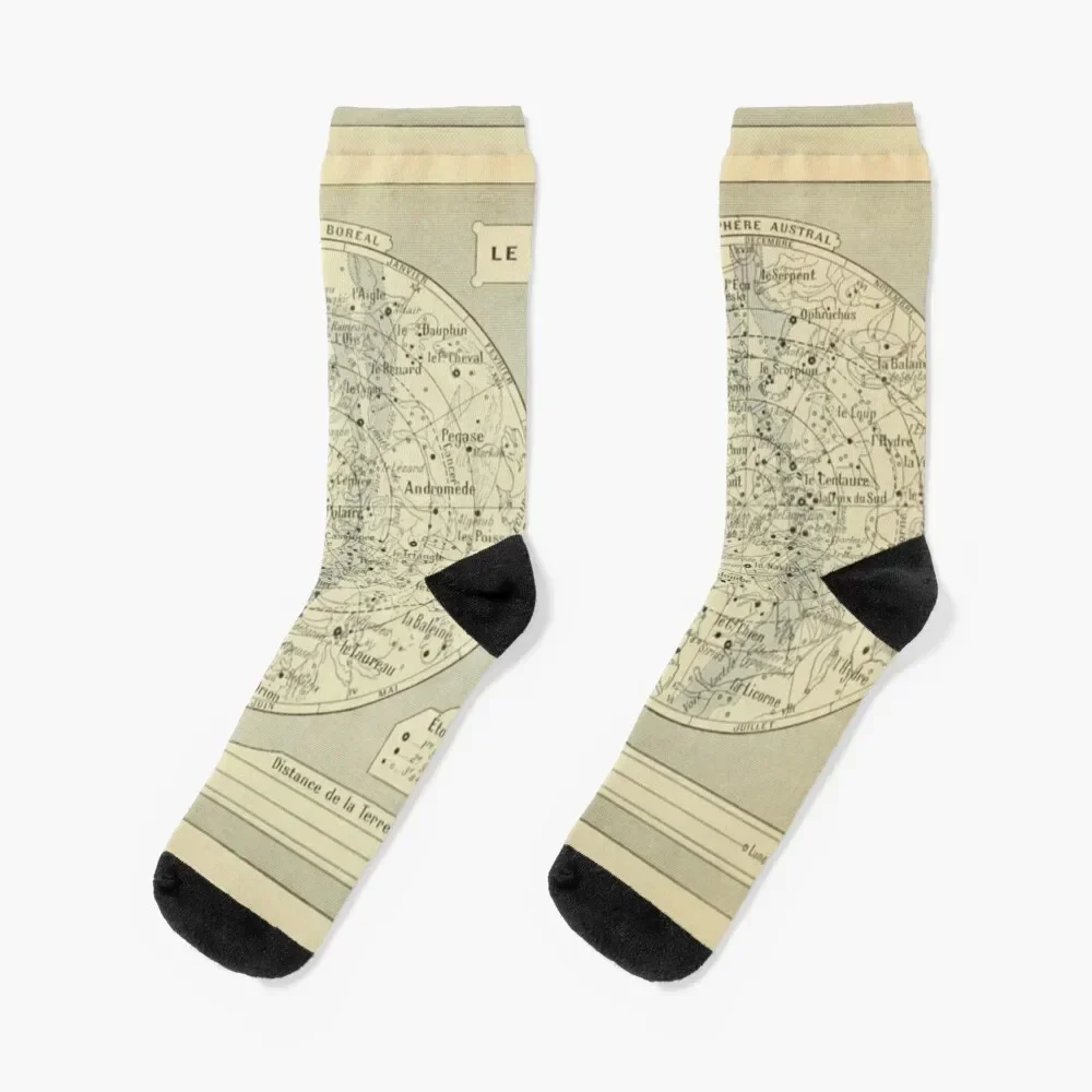 French Constellation Map Socks winter gift Socks Male Women's