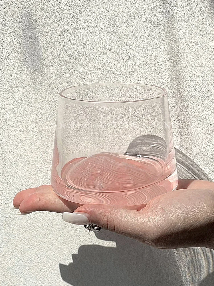 Ins style Fuji mountain cup creative pink mountain view cup premium glass whiskey glass foreign sake glass