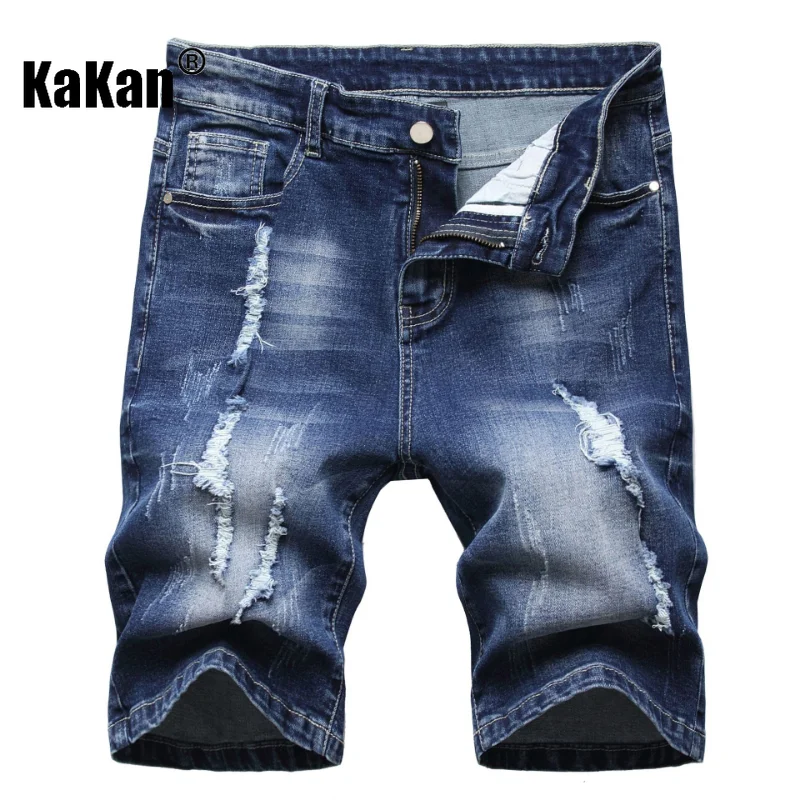 Kakan - European and American Summer New Torn Denim Men's Clothing, Men's Denim Capris Jeans K21-329