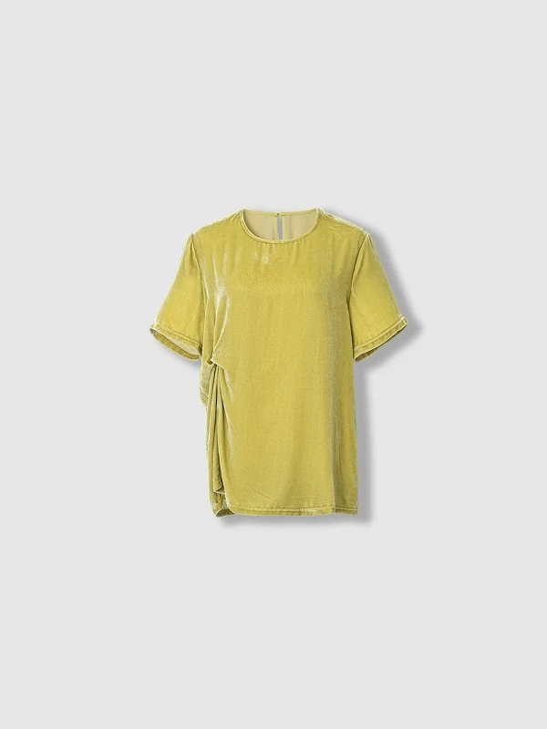 Plus Size Silk Velvet Pleated T-Shirt - usage example