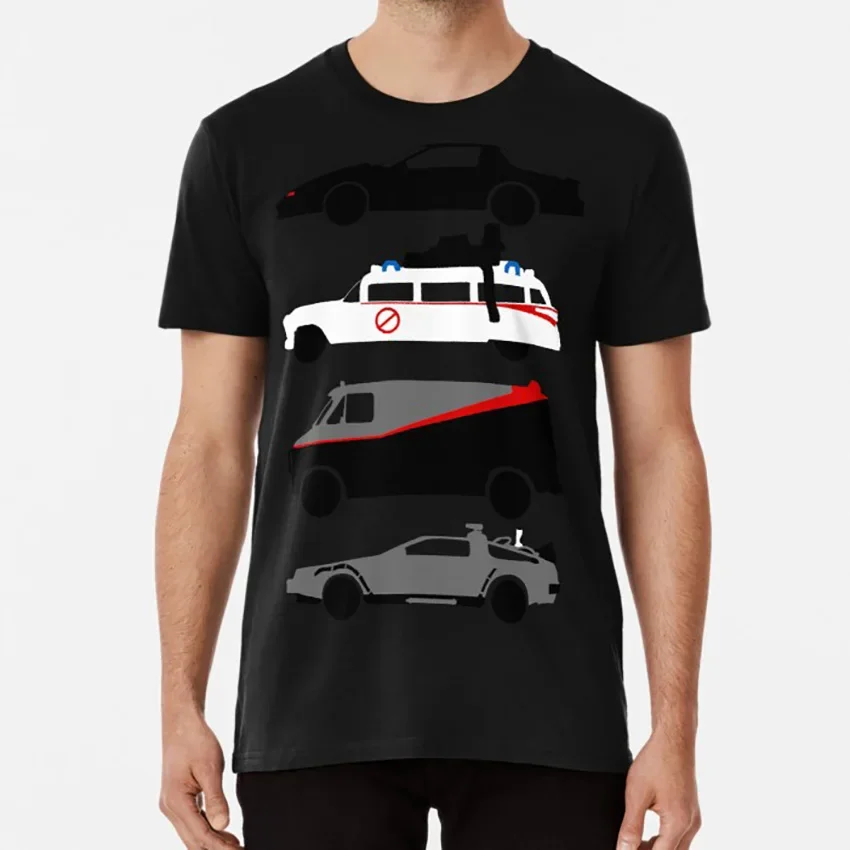 The Car's The Star T shirt 80s the a team van knight rider kitt ecto 1 back to future outatime Short Sleeve men clothing