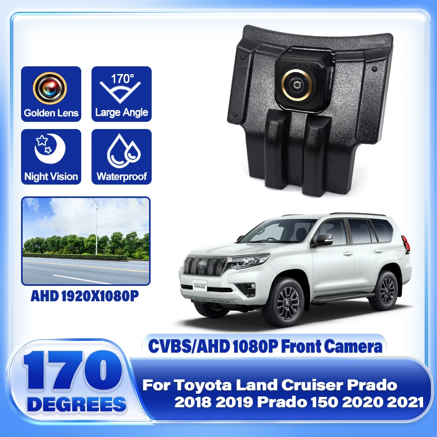 

170deg fisheye 1920*1080P AHD Car Front View Camera For Toyota Land Cruiser Prado 2018 2019 Prado 150 2020 2021 Front Grille Cam