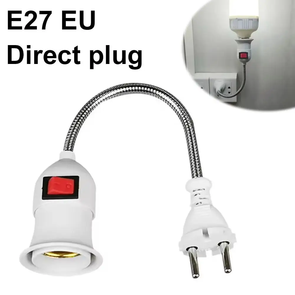 Stainless Steel Flexible Hose E27 Screw Lamp Holder Adjustable Bend Rod Mobile Test Light Socket On Off Switch Universal Lightin