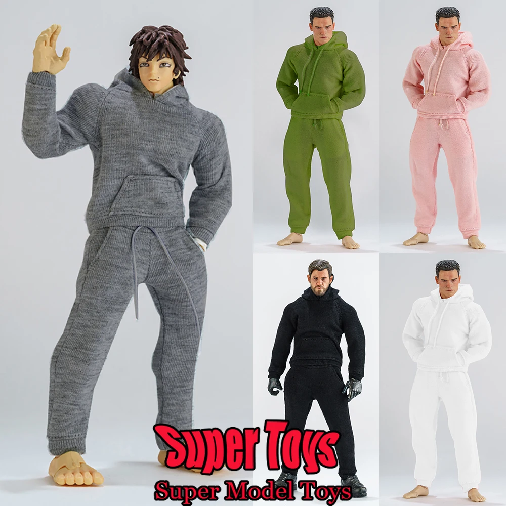 In Stock 5 Style 1/12 Scale Male Soldier Clothes Set Casual Trend Solid Color Hoodie Fit 6-inches Action Figure Model Doll