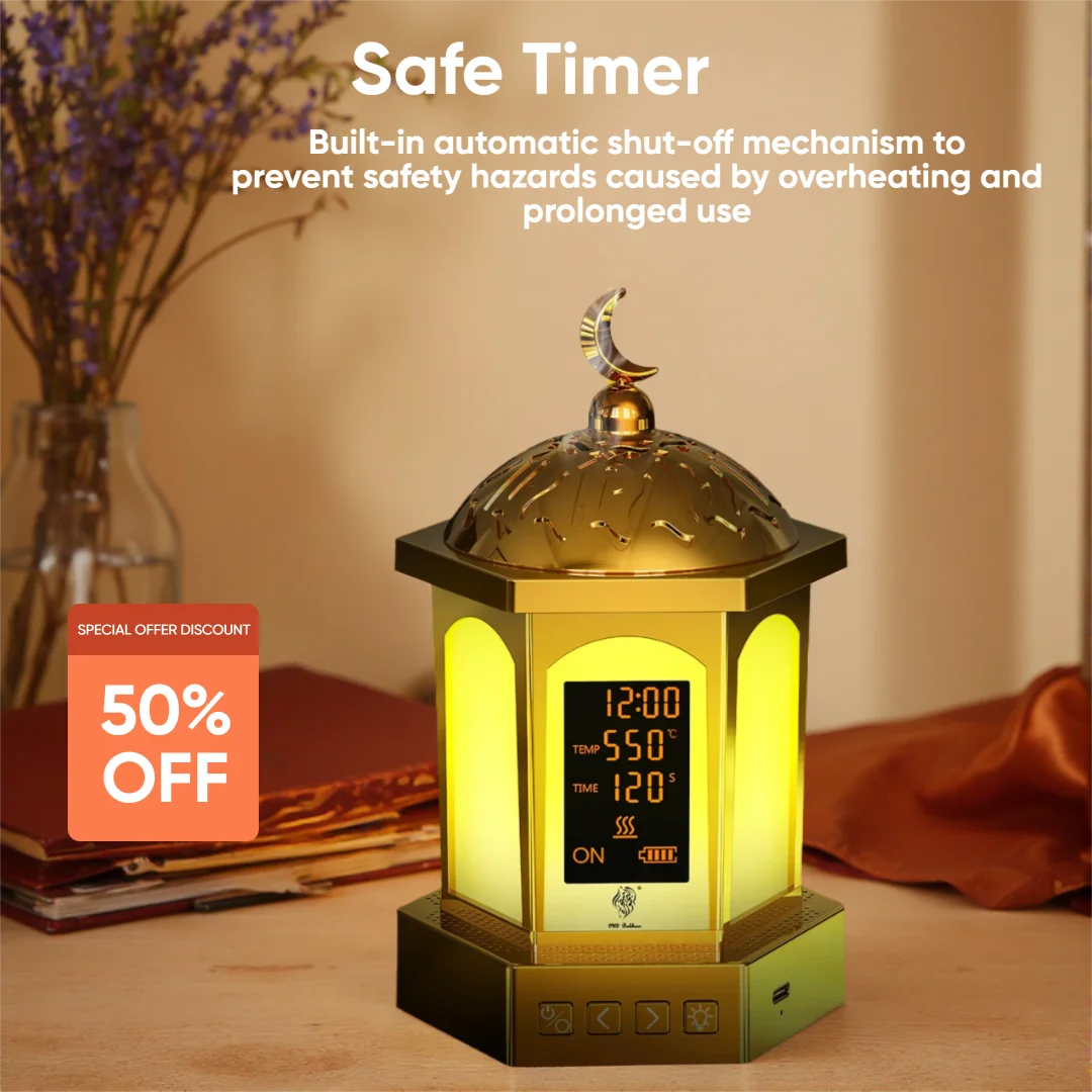 New Bakhoor Burner Long-lasting, Electric Aroma Diffuser, USB-Rechargeable Arabic Incense Burner with LED Display
