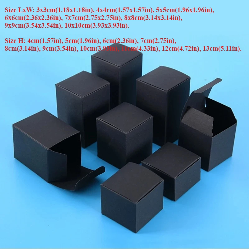 Kraft Pape Cardpaper Boxes 3 X3 5 X5 6 X6 7 X7 8 X 8 To 10 X10 Diy 3 Colors Packaging Box 350gsm Black White Brown
