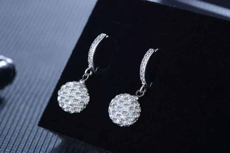 Simple 925 Silver Needle Earrings Jewelry Fashion Clear CZ Drill Ball Round Stud Earrings For Women Girls Kids Lady Gift