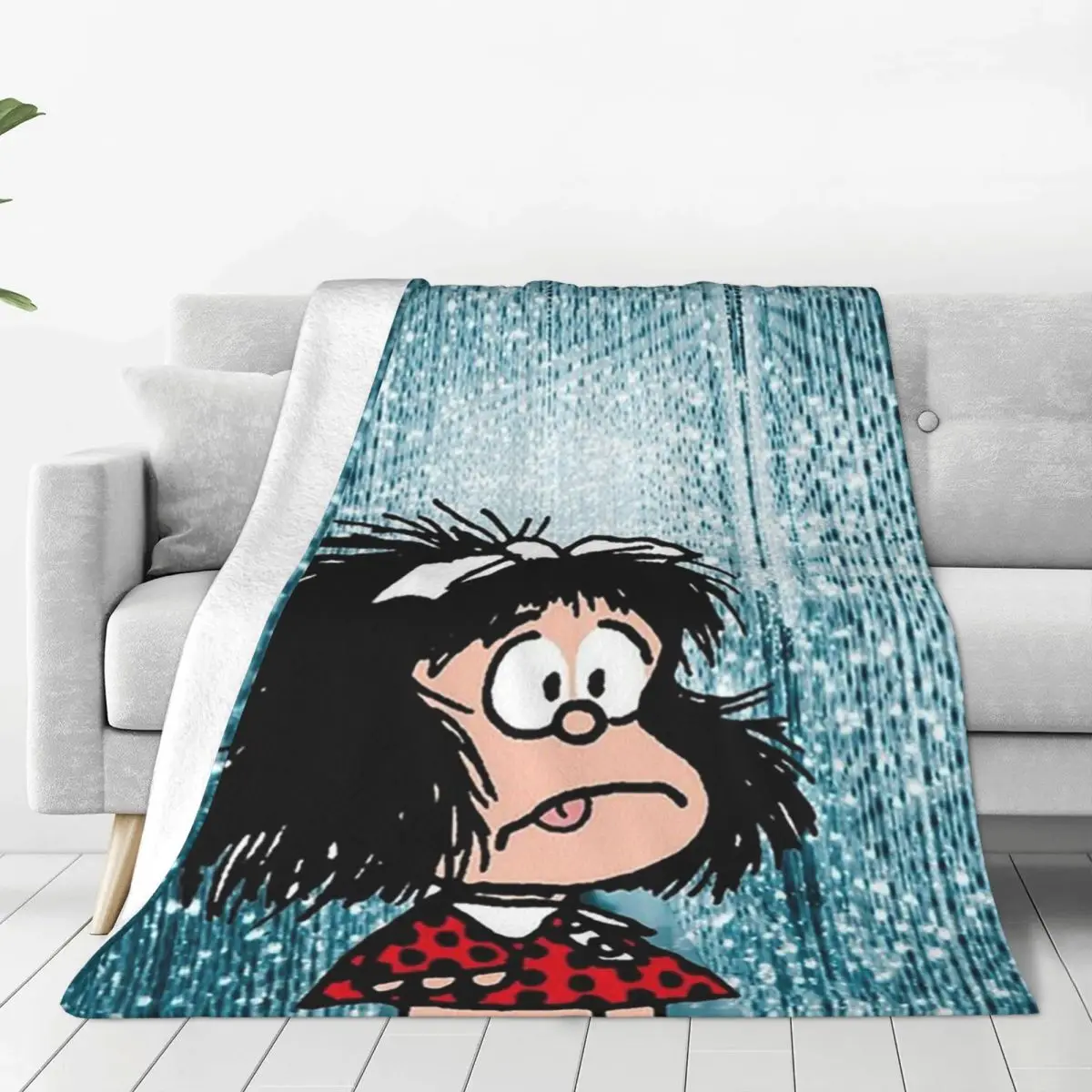 Mafalda Cute Blankets Soft Warm Flannel Throw Blanket Bedspread for Bed Living room Picnic Travel Home Sofa