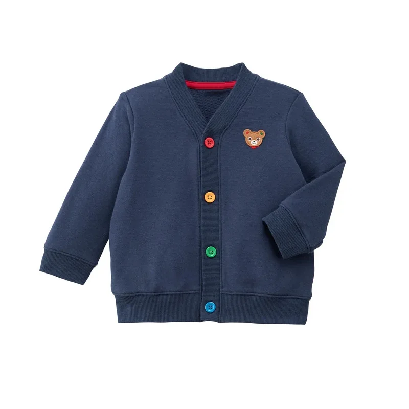 Japanese & Korean Style Autumn Cartoon Baseball Jacket Bear Embroidery  Cardigan for Kids Boys Girls Cute  Preppy Shirt