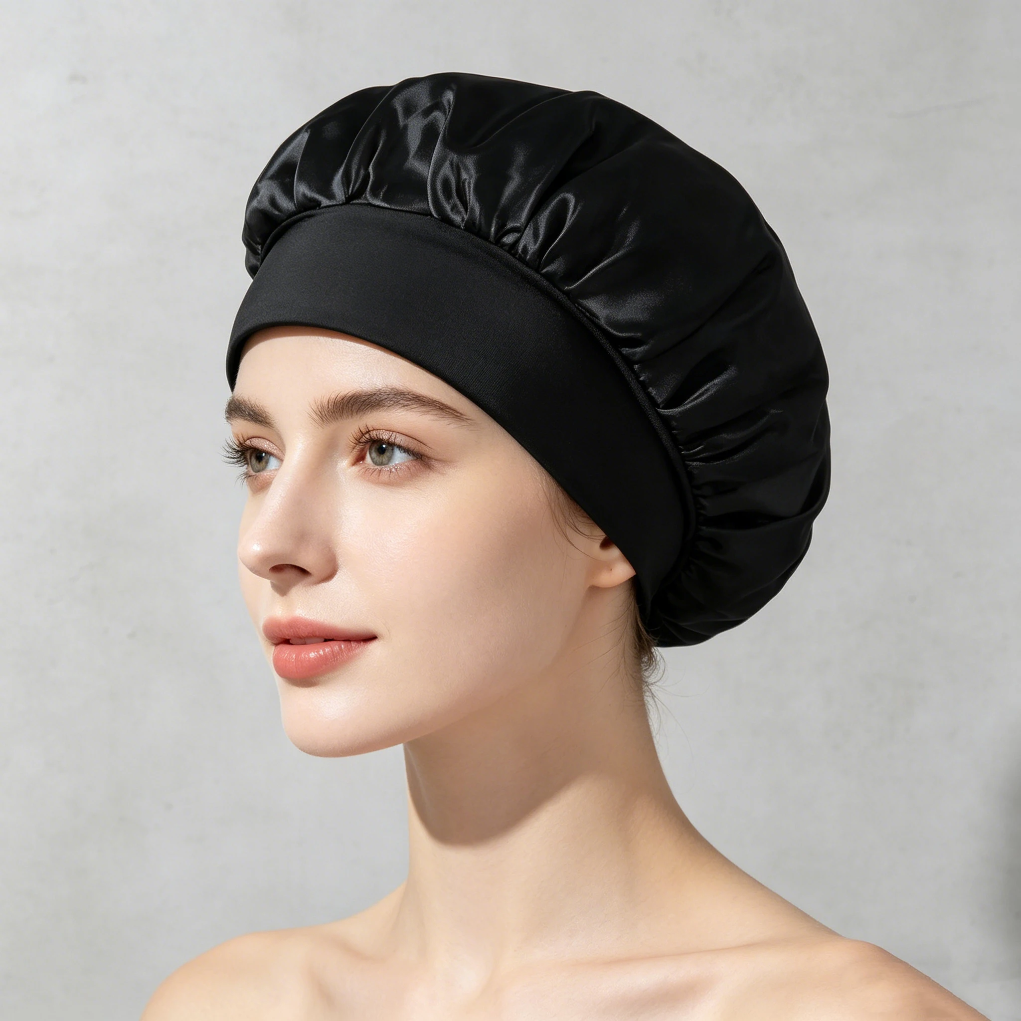 1-Piece Satin Sleep Bonnet Wide Elastic Night Hair Cap Breathable Hair Protection Cover For Sleeping Hair Care Accessory