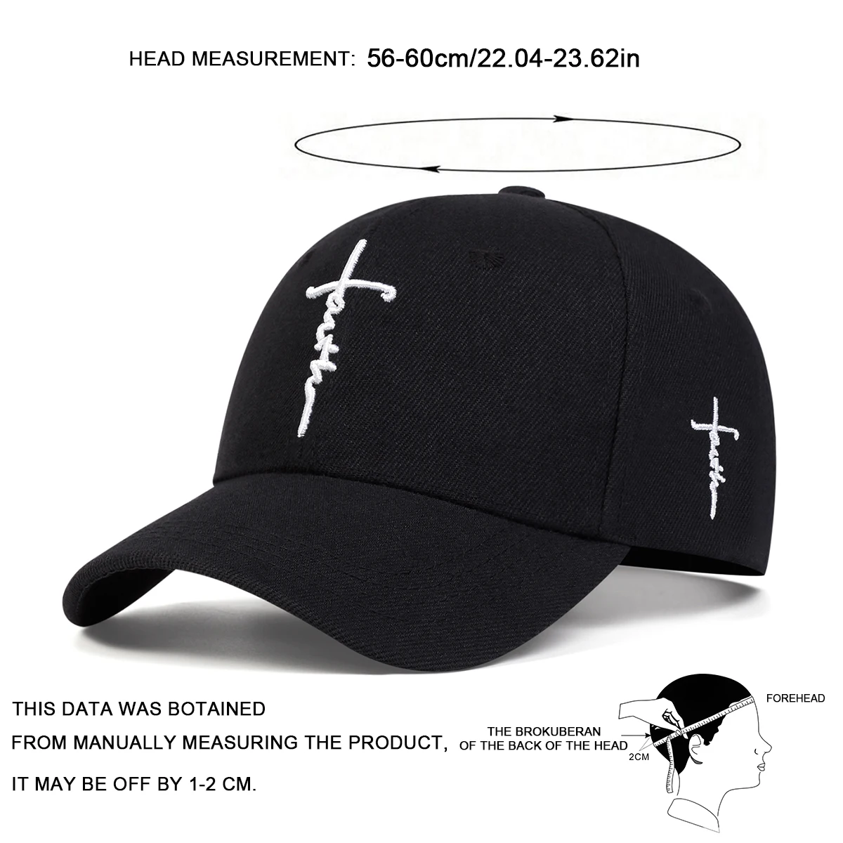 2-teiliges Unisex Baseballkappen-Set mit Kreuz-Stickerei für Frühling und Herbst, Verstellbare Outdoor-Freizeithüte, Dad Hat und Sonnenschutzhut Kombi-Set – Detail 14