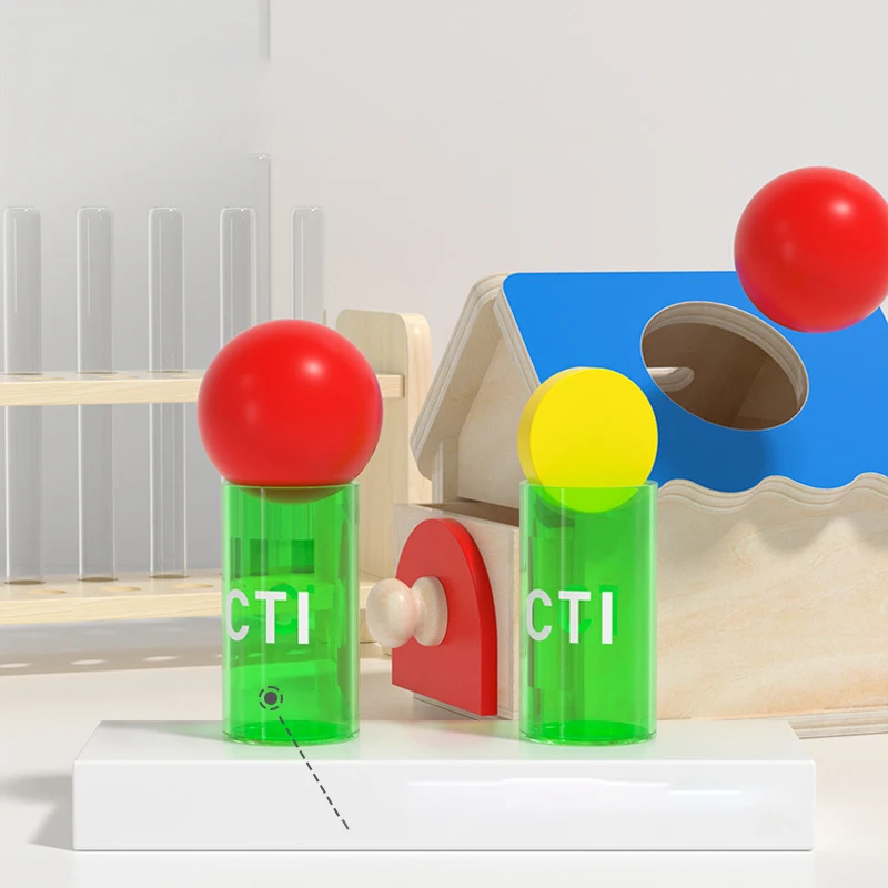 مونتيسوري منزل خشبي لعب للأطفال ، التعليم المبكر ، التعرف على اللون ، رمي الكرة ، درج عملة ، لعبة التدريب ، لعب اطفال ورضيع