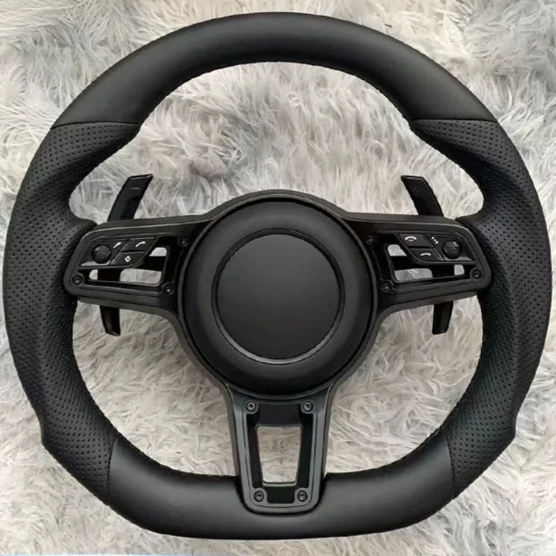 Leather Steering Wheel For Porsche 911 996 Cayenne 958 718 Boxster 918 Cayman Macans Panamera Taycan GT3 RS 970 GT2RS view 6