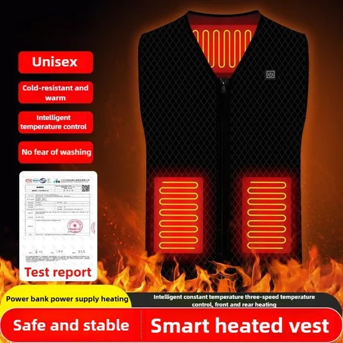 Imagen 2 del producto Chaqueta con calefacción USB, chaqueta cálida inteligente con calefacción de 9 zonas, calentamiento rápido, Control de temperatura de 3 niveles, batería de larga duración para senderismo y ciclismo