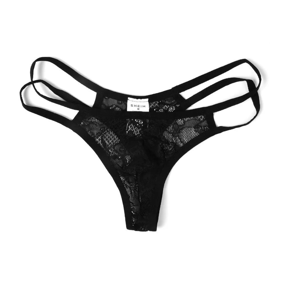 Transparent Low Waist Men Lace Hollow Thongs Underpants Mesh Lingerie Men's Lace Panties Underwear Thin Strap Male Briefs Men