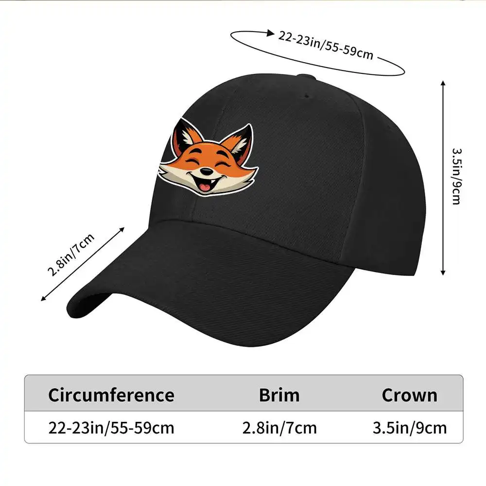 Happy Fox Laughing Expression Baseball Cap Stylish Travel Adjustable Outdoor Hat