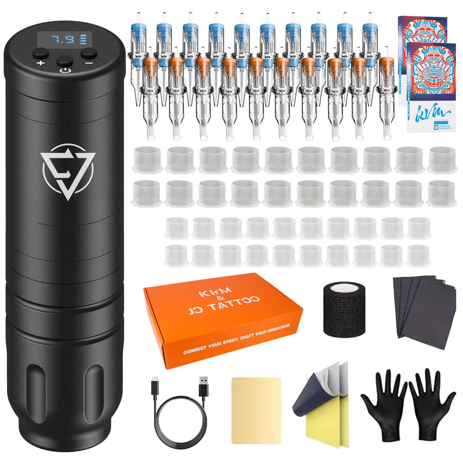 KVM Tattoo Pen Set Rotate Wireless Tattoo Machine Kit Tattoo Gun Kit For Body Permanent Makeup Tattoo Machine Tattoo Supplies